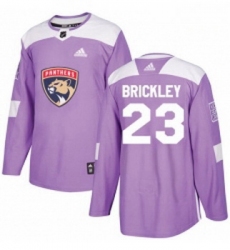 Youth Adidas Florida Panthers 23 Connor Brickley Authentic Purple Fights Cancer Practice NHL Jersey 
