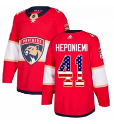 Youth Adidas Florida Panthers 41 Aleksi Heponiemi Authentic Red USA Flag Fashion NHL Jersey 
