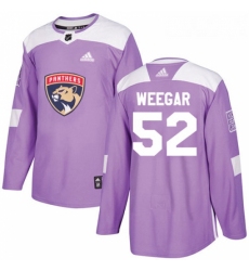 Youth Adidas Florida Panthers 52 MacKenzie Weegar Authentic Purple Fights Cancer Practice NHL Jersey 