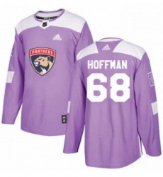 Youth Adidas Florida Panthers 68 Mike Hoffman Authentic Purple Fights Cancer Practice NHL Jersey 