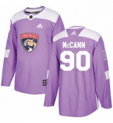Youth Adidas Florida Panthers 90 Jared McCann Authentic Purple Fights Cancer Practice NHL Jersey 