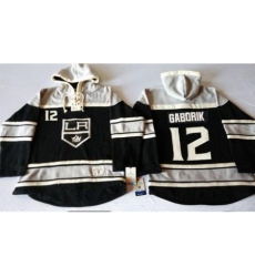 Los Angeles Kings #12 Marian Gaborik Black Sawyer Hooded Sweatshirt Stitched NHL Jersey