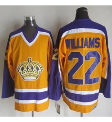 Los Angeles Kings #22 Tiger Williams Yellow Purple CCM Throwback Stitched NHL Jersey