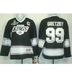 Los Angeles Kings #99 Wayne Gretzky Black Stanley Cup Finals Champions Patch NHL Jerseys