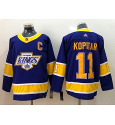 Men Los Angeles Kings 11 Anze Kopitar Purple C Patch Adidas 2020 21 Reverse Retro Alternate NHL Jersey
