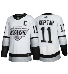 Men Los Angeles Kings 11 Anze Kopitar White Throwback Stitched Jersey