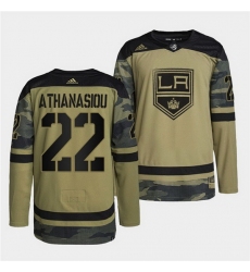 Men Los Angeles Kings 22 Andreas Athanasiou 2022 Camo Military Appreciation Night Stitched jersey