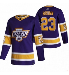 Men Los Angeles Kings 23 Dustin Brown Black Adidas 2020 21 Reverse Retro Alternate NHL Jersey