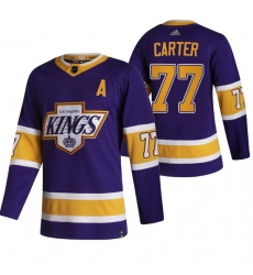 Men Los Angeles Kings 77 Jeff Carter Black Adidas 2020 21 Reverse Retro Alternate NHL Jersey