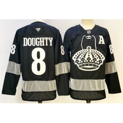 Men Los Angeles Kings 8 Drew Doughty Black With A Patch Alternate Stitched Hockey Jersey
