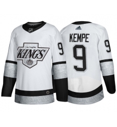 Men Los Angeles Kings 9 Adrian Kempe White Throwback Stitched Jersey