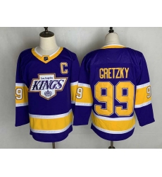 Men Wayne Gretzky #99 Los Angeles Kings Vintage Purple Premier Retired Jersey
