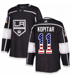 Mens Adidas Los Angeles Kings 11 Anze Kopitar Authentic Black USA Flag Fashion NHL Jersey 