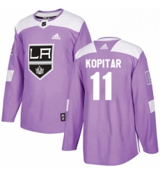 Mens Adidas Los Angeles Kings 11 Anze Kopitar Authentic Purple Fights Cancer Practice NHL Jersey 