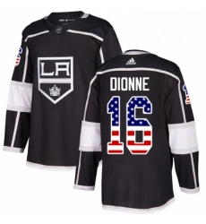 Mens Adidas Los Angeles Kings 16 Marcel Dionne Authentic Black USA Flag Fashion NHL Jersey 