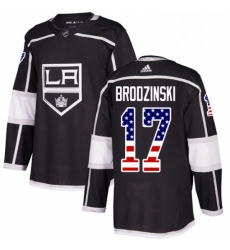 Mens Adidas Los Angeles Kings 17 Jonny Brodzinski Authentic Black USA Flag Fashion NHL Jersey 