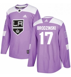 Mens Adidas Los Angeles Kings 17 Jonny Brodzinski Authentic Purple Fights Cancer Practice NHL Jersey 