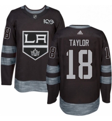 Mens Adidas Los Angeles Kings 18 Dave Taylor Authentic Black 1917 2017 100th Anniversary NHL Jersey 