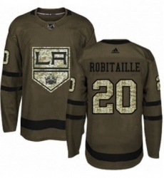Mens Adidas Los Angeles Kings 20 Luc Robitaille Authentic Green Salute to Service NHL Jersey 