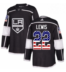 Mens Adidas Los Angeles Kings 22 Trevor Lewis Authentic Black USA Flag Fashion NHL Jersey 