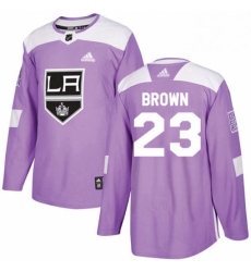 Mens Adidas Los Angeles Kings 23 Dustin Brown Authentic Purple Fights Cancer Practice NHL Jersey 
