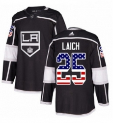 Mens Adidas Los Angeles Kings 25 Brooks Laich Authentic Black USA Flag Fashion NHL Jersey 