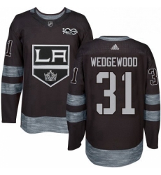 Mens Adidas Los Angeles Kings 31 Scott Wedgewood Authentic Black 1917 2017 100th Anniversary NHL Jersey 