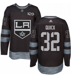 Mens Adidas Los Angeles Kings 32 Jonathan Quick Authentic Black 1917 2017 100th Anniversary NHL Jersey 