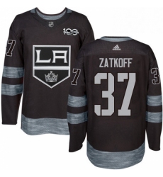 Mens Adidas Los Angeles Kings 37 Jeff Zatkoff Premier Black 1917 2017 100th Anniversary NHL Jersey 