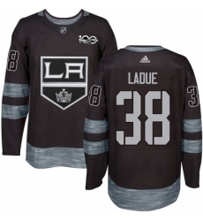 Mens Adidas Los Angeles Kings 38 Paul LaDue Authentic Black 1917 2017 100th Anniversary NHL Jersey 