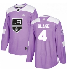 Mens Adidas Los Angeles Kings 4 Rob Blake Authentic Purple Fights Cancer Practice NHL Jersey 