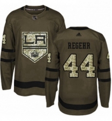 Mens Adidas Los Angeles Kings 44 Robyn Regehr Authentic Green Salute to Service NHL Jersey 