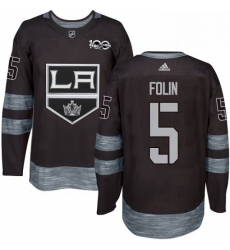 Mens Adidas Los Angeles Kings 5 Christian Folin Authentic Black 1917 2017 100th Anniversary NHL Jersey 