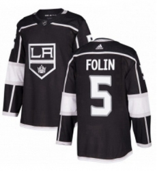 Mens Adidas Los Angeles Kings 5 Christian Folin Authentic Black Home NHL Jersey 