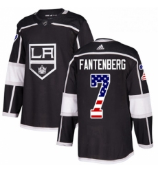 Mens Adidas Los Angeles Kings 7 Oscar Fantenberg Authentic Black USA Flag Fashion NHL Jersey 
