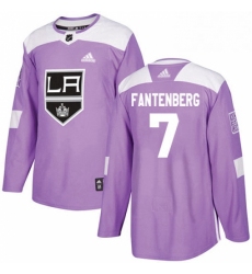 Mens Adidas Los Angeles Kings 7 Oscar Fantenberg Authentic Purple Fights Cancer Practice NHL Jersey 