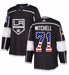 Mens Adidas Los Angeles Kings 71 Torrey Mitchell Authentic Black USA Flag Fashion NHL Jersey 
