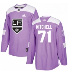 Mens Adidas Los Angeles Kings 71 Torrey Mitchell Authentic Purple Fights Cancer Practice NHL Jersey 