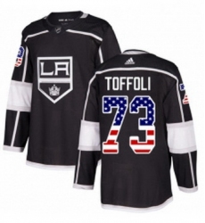 Mens Adidas Los Angeles Kings 73 Tyler Toffoli Authentic Black USA Flag Fashion NHL Jersey 