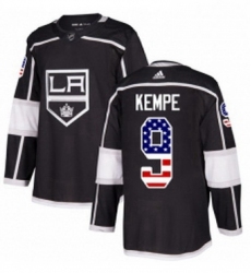 Mens Adidas Los Angeles Kings 9 Adrian Kempe Authentic Black USA Flag Fashion NHL Jersey 