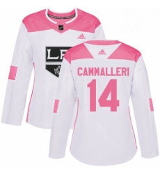 Womens Adidas Los Angeles Kings 14 Mike Cammalleri Authentic WhitePink Fashion NHL Jersey 