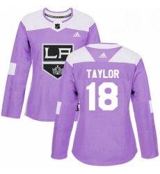 Womens Adidas Los Angeles Kings 18 Dave Taylor Authentic Purple Fights Cancer Practice NHL Jersey 