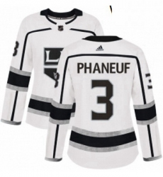 Womens Adidas Los Angeles Kings 3 Dion Phaneuf Authentic White Away NHL Jersey 