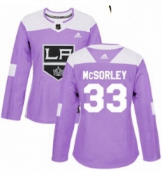 Womens Adidas Los Angeles Kings 33 Marty Mcsorley Authentic Purple Fights Cancer Practice NHL Jersey 