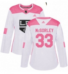 Womens Adidas Los Angeles Kings 33 Marty Mcsorley Authentic WhitePink Fashion NHL Jersey 