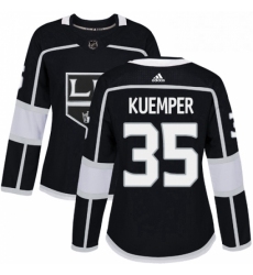 Womens Adidas Los Angeles Kings 35 Darcy Kuemper Authentic Black Home NHL Jersey 