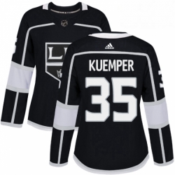 Womens Adidas Los Angeles Kings 35 Darcy Kuemper Authentic Black Home NHL Jersey 