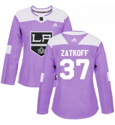 Womens Adidas Los Angeles Kings 37 Jeff Zatkoff Authentic Purple Fights Cancer Practice NHL Jersey 