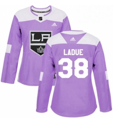 Womens Adidas Los Angeles Kings 38 Paul LaDue Authentic Purple Fights Cancer Practice NHL Jersey 