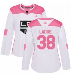 Womens Adidas Los Angeles Kings 38 Paul LaDue Authentic WhitePink Fashion NHL Jersey 